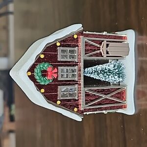 BBW New Retired Light Up Christmas Barn Wallflower Holder